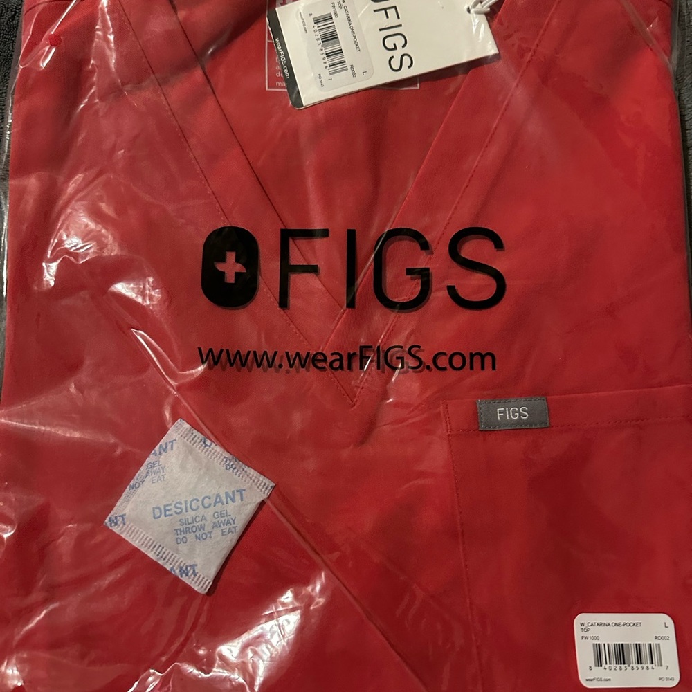 Figs Catarina Scrub Top, Large, Neon Red